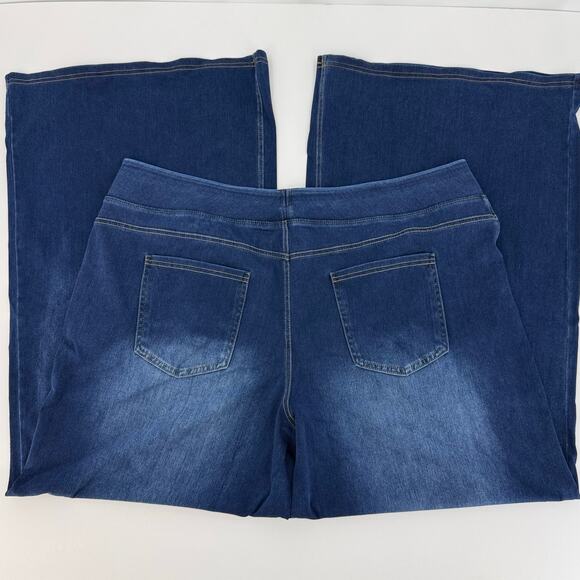 Halara Flex Size 2X High Waisted Wide Leg Pull On Casual Jeans Bright Blue Denim - Picture 7 of 11